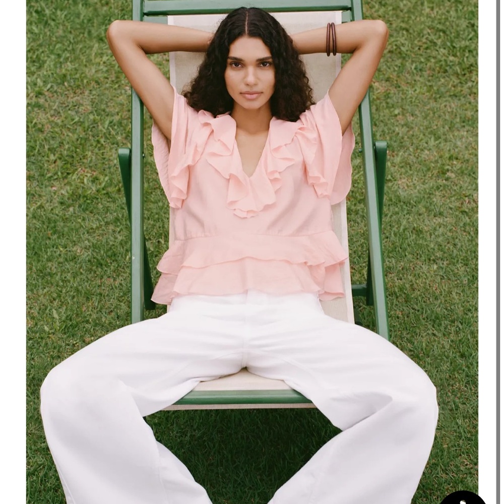 Zara pink ruffled blouse